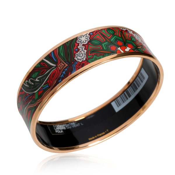 112213 pv 01e46c99 a555 4c14 8d0b 88a1b032fae0 Hermès Du Vent L Folk Rose Gold Plated Painted Enamel Bangle