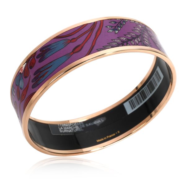 112216 pv 1ea028cc e188 419f bb00 fb6c0b12f486 Hermès La Marche De Savana L Surnaturel Rose Gold Plated Enamel Bracelet