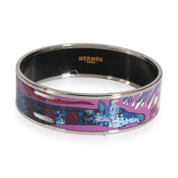 Hermes Giraffe Surnaturel Palladium Plated Painted Bangle Hermes Giraffe Surnaturel Palladium Plated Painted Bangle