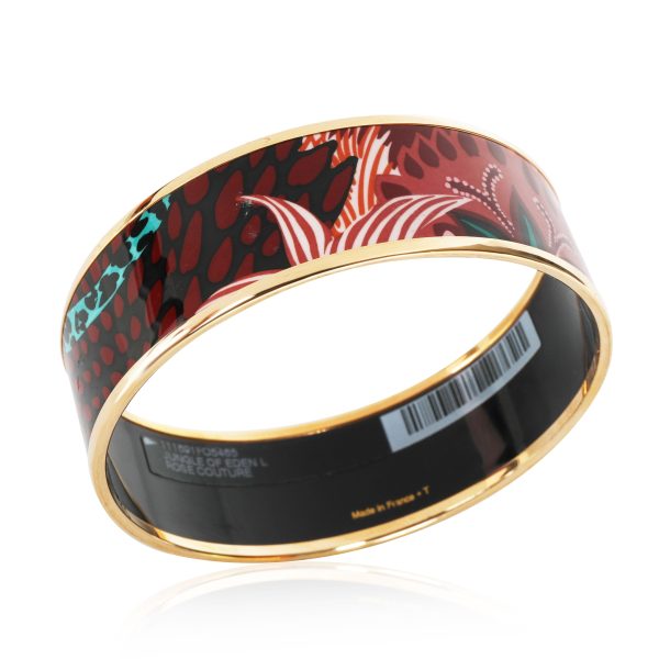 112223 av 23ba4cc1 bcba 4ed7 8264 3aa4cd1abd4d Hermes Leopard Rose Couture Palladium Plated Enamel Bracelet