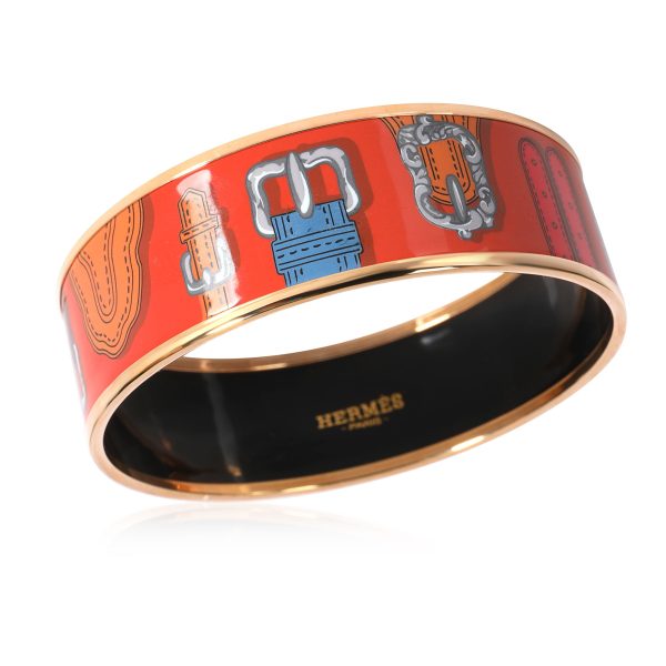 112225 av aa9e5695 76d1 404b a049 a5f928b9cc3c Hermes Belts Harnais Des Presidents Folk Gold Plated Enamel Bracelet