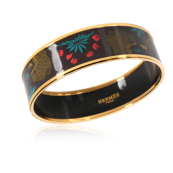 112231 av Hermès Leopards L Clair Obscur Gold Plated Enamel Bracelet