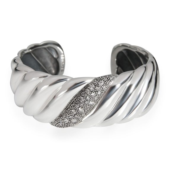 David Yurman Midnight Melange Cable Diamond Cuff in Sterling Silver 042 CTW David Yurman Midnight Melange Cable Diamond Cuff in Sterling Silver 042 CTW