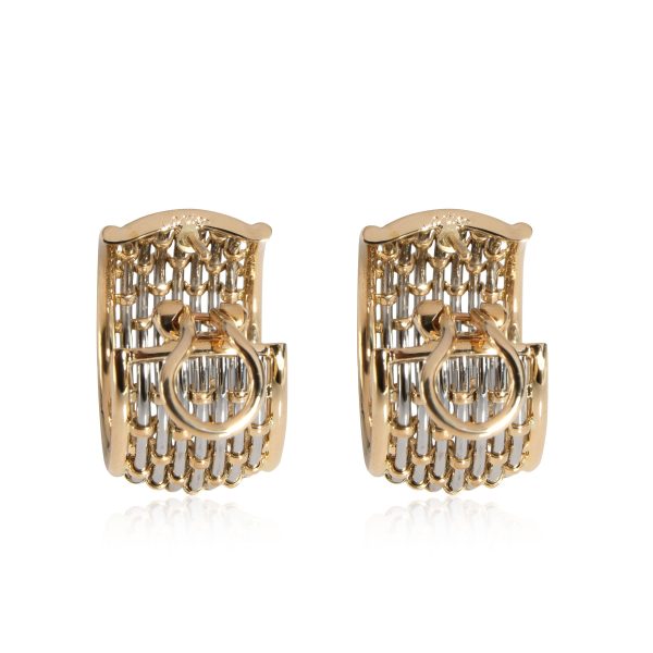 112261 bv Cartier Vintage Basketweave Hoop Earrings in 18K Yellow GoldSteel