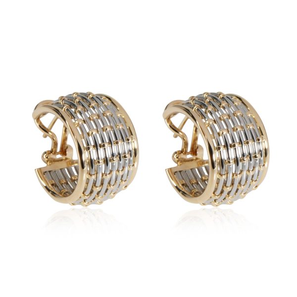 Cartier Vintage Basketweave Hoop Earrings in 18K Yellow GoldSteel Cartier Vintage Basketweave Hoop Earrings in 18K Yellow GoldSteel