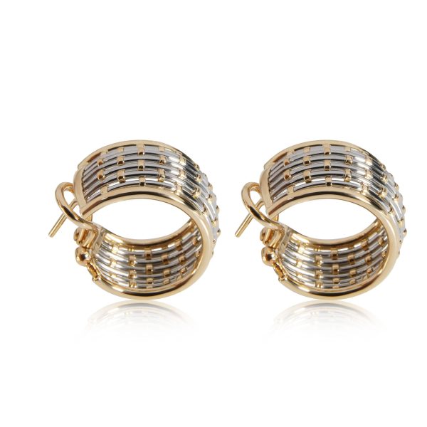 112261 sv Cartier Vintage Basketweave Hoop Earrings in 18K Yellow GoldSteel