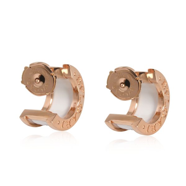 112349 bv Bulgari B Zero 1 White Ceramic Hoop Earring in 18K Rose Gold