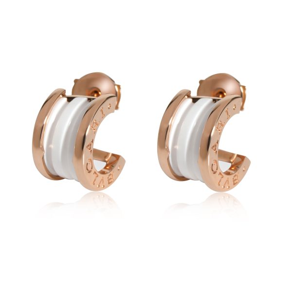 Bulgari B Zero 1 White Ceramic Hoop Earring in 18K Rose Gold Bulgari B Zero 1 White Ceramic Hoop Earring in 18K Rose Gold