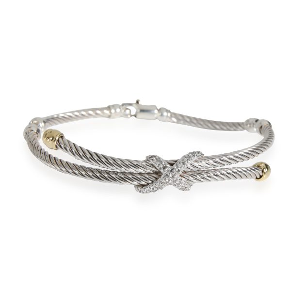 David Yurman Cable X Diamond Bangle in 18K Yellow GoldSterling Silver 02 CTW David Yurman Cable X Diamond Bangle in 18K Yellow GoldSterling Silver 02 CTW