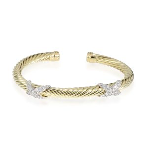 David Yurman X Cable Diamond Bracelet in 14K Yellow Gold 03 CTW Gucci Handbag Beige Black