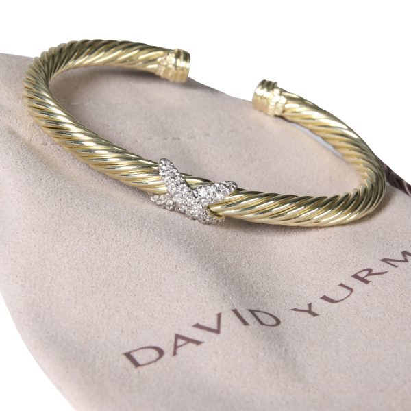 112360 box David Yurman Cable Diamond X Bracelet in 14K Yellow Gold 025 CTW