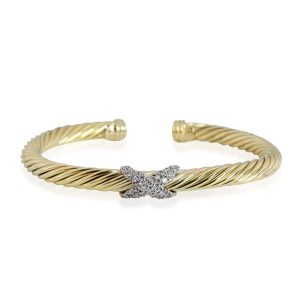 David Yurman Cable Diamond X Bracelet in 14K Yellow Gold 025 CTW BOTTEGA Intrecciato Folded Tatami Wallet