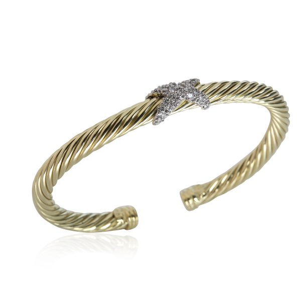 112360 pv David Yurman Cable Diamond X Bracelet in 14K Yellow Gold 025 CTW