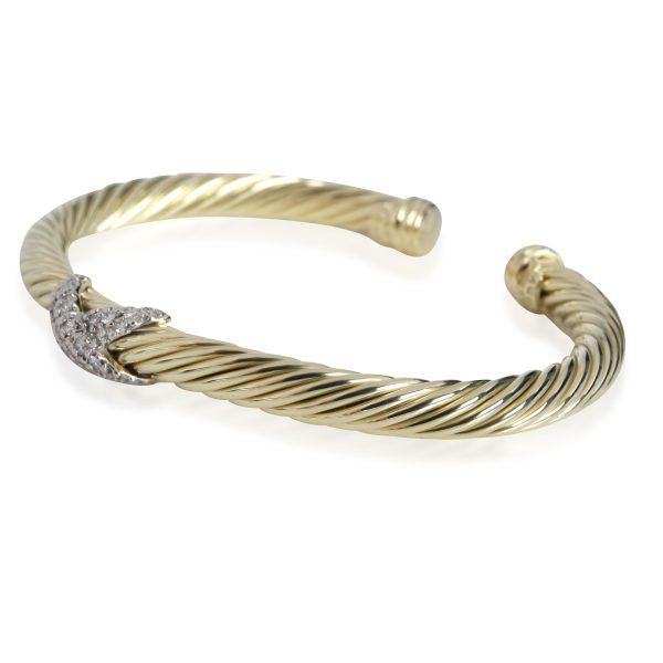 112360 sv David Yurman Cable Diamond X Bracelet in 14K Yellow Gold 025 CTW