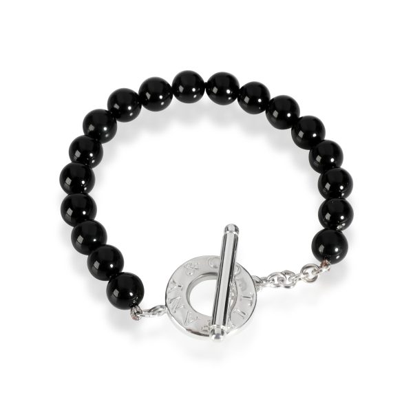 Tiffany Co Onyx Bead Bracelet in Sterling Silver Tiffany Co Onyx Bead Bracelet in Sterling Silver