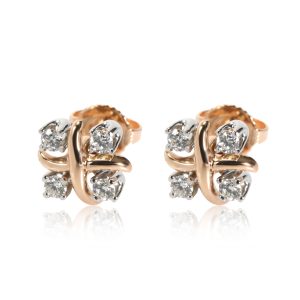 Tiffany Co Schlumberger Diamond Stud Earring in 18K Yellow GoldPlatinum 028 Cart