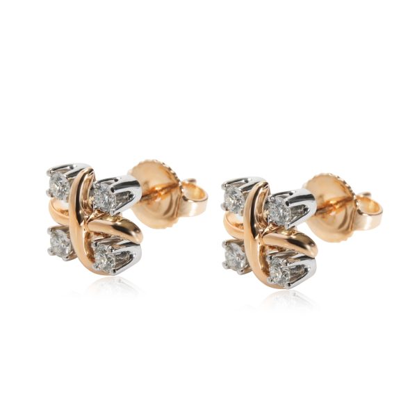 112376 sv Tiffany Co Schlumberger Diamond Stud Earring in 18K Yellow GoldPlatinum 028