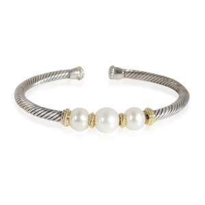 David Yurman Cable Pearl Bangle in 18K Yellow GoldSterling Silver Versace Jeans Couture Spring Summer Black