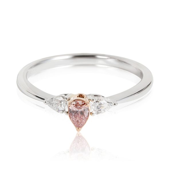 myGemma Pink Argyle Diamond 3 Stone Ring in 18K White Gold 030 CTW