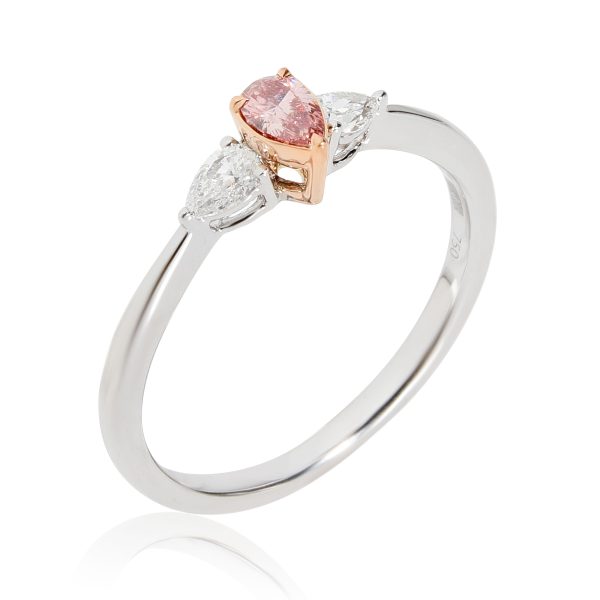 White Gold 3 Stone Ring Pink Argyle Diamond 3 Stone Ring in 18K White Gold 030 CTW