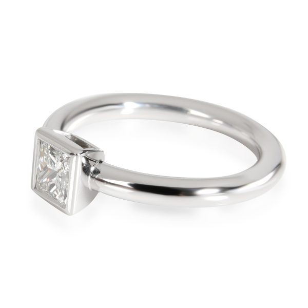 Platinum Solitaire Ring Tiffany Co Bezel Diamond Engagement Ring in Platinum G VVS2 052 CTW