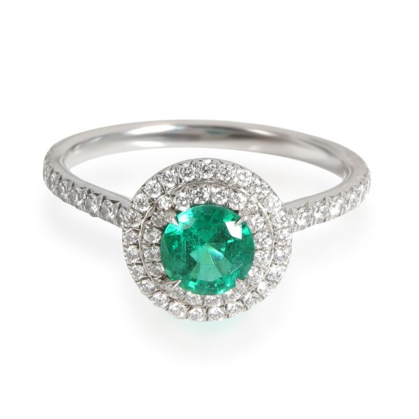 Tiffany Co Soleste Emerald Diamond Halo Ring in Platinum 036 CTW Tiffany Co Soleste Emerald Diamond Halo Ring in Platinum 036 CTW