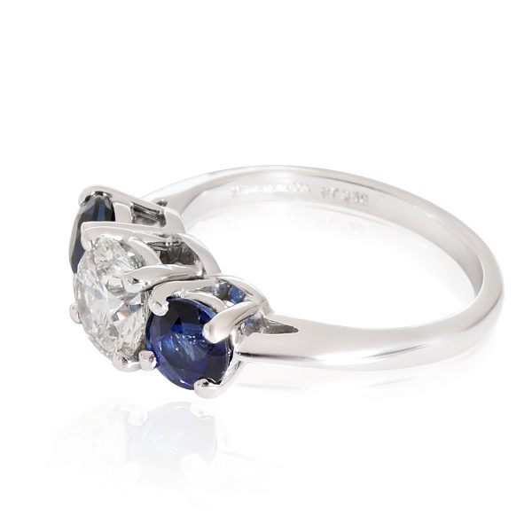 Platinum 3 Stone Ring Tiffany Co Diamond Sapphire 3 Stone Ring in Platinum H VS1 092 CTW