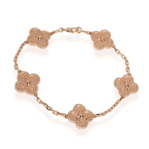 Van Cleef Arpels Alhambra Bracelet in 18k Rose Gold David Yurman 17 36mm Box Chain 18 in Sterling Silver 14K Yellow Gold