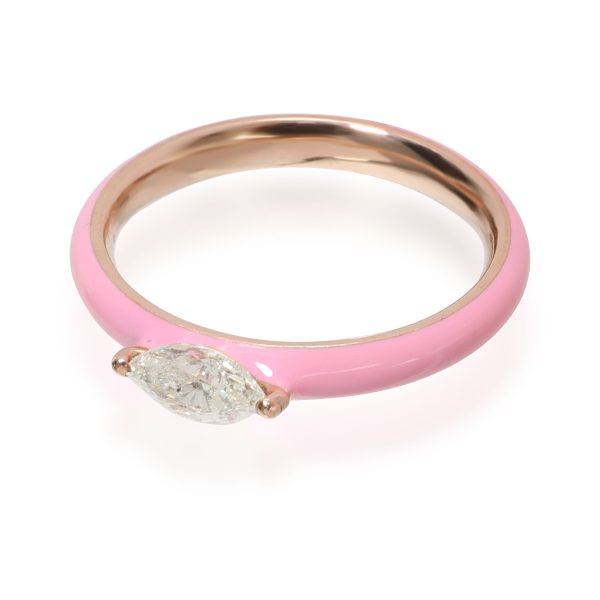 myGemma Pink Enamel East West Marquise Diamond Ring 14K Rose Gold 052 Ctw