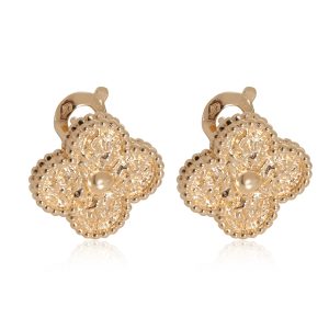 Van Cleef Arpels Vintage Alhambra Earrings in 18k Yellow Gold Celine Semi Shoulder Bag Medium Brown