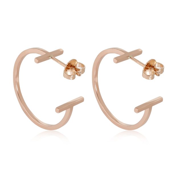 113130 bv Tiffany Co T Hoop Earring in 18k Yellow Gold