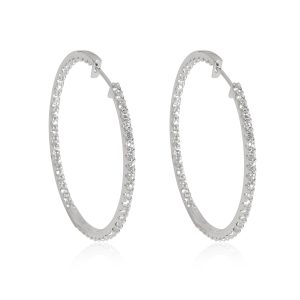 Diamond In and out Hoop Earring in 18K White Gold 217 CTW Loewe Tote Bag Clutch Brown