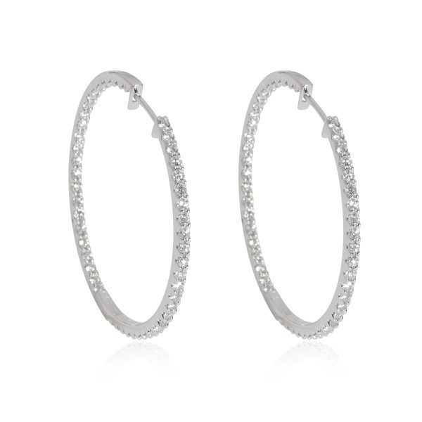 Diamond In and out Hoop Earring in 18K White Gold 217 CTW Diamond In and out Hoop Earring in 18K White Gold 217 CTW