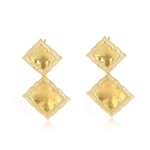 Amrapali Diamond Double Panashri Earrings in 18K Yellow Gold 120 ctw Chanel Vintage 24k Black Caviar Dual CC Shopper Tote