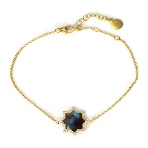 Labradorite Diamond Neel Star Chain Bracelet in 18K Yellow Gold 022 ctw Fendi By The Way Mini Shoulder Bag Black