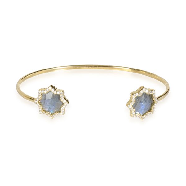 Neel Star Labradorite Diamond Cuff Bracelet in 18K Yellow Gold 045 ctw Neel Star Labradorite Diamond Cuff Bracelet in 18K Yellow Gold 045 ctw