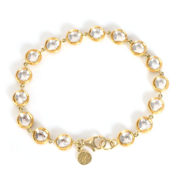 113339 bv Diamond Kundan Round Link Bracelet in 18K Yellow Gold 244 ctw