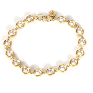 Diamond Kundan Round Link Bracelet in 18K Yellow Gold 244 ctw Louis Vuitton Bicolor Emplant Petit Palais PM Shoulder Bag Leather Tourtiere