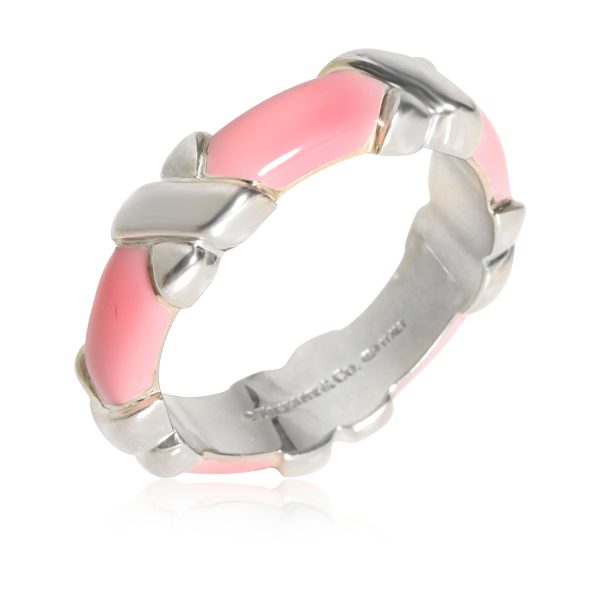 113359 pv 384a6970 ce9e 4b46 bd96 e8af50a7d785 Tiffany Co Signature X Pink Enamel Band in Sterling Silver