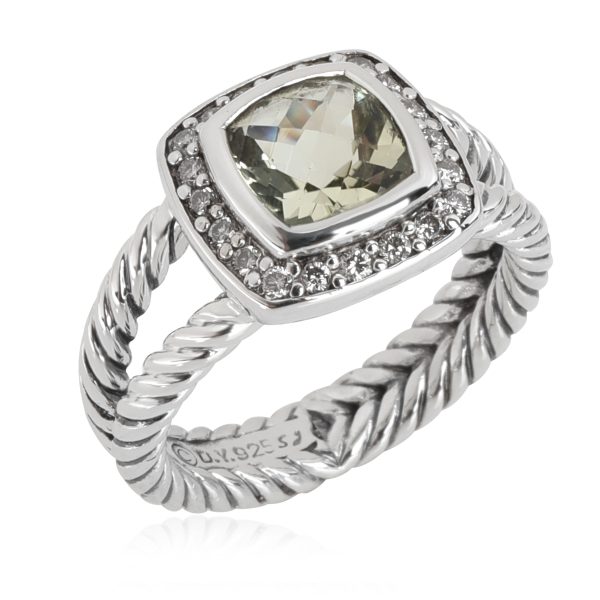 Silver Fashion Ring David Yurman Albion Prasiolite Diamond Cable Ring in Sterling Silver