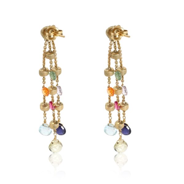 113406 bv Marco Bicego Paradise 3 Strand Mixed Gemstone Earring in 18k Yellow Gold