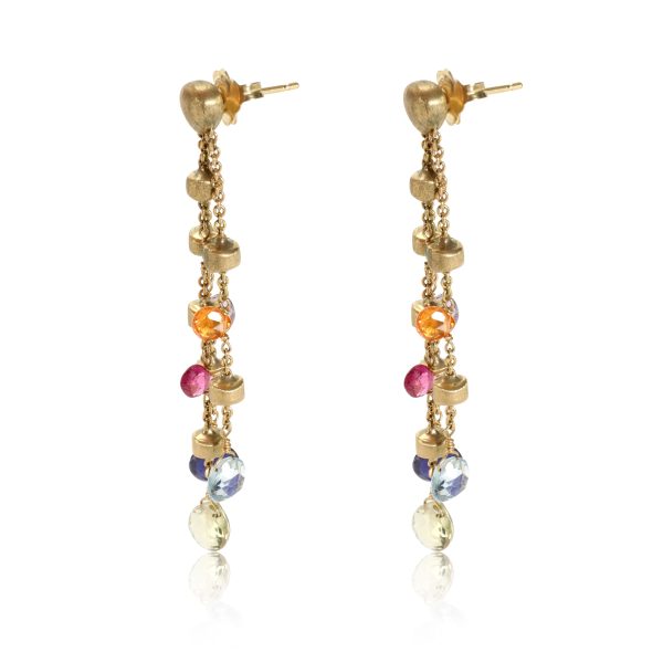 113406 sv Marco Bicego Paradise 3 Strand Mixed Gemstone Earring in 18k Yellow Gold