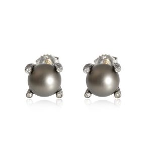 David Yurman Black Pearl Diamond Cable Earrings in Sterling Silver 002 CTW Louis Vutton On The Go PM Empriente Freesia Bag Pink