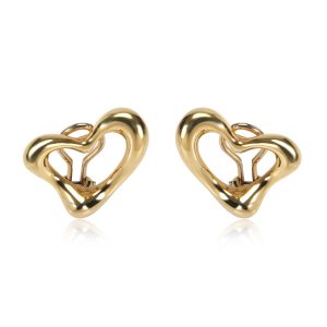 Tiffany Co Elsa Peretti Open Heart Clip On Earrings in 18kt Yellow Gold Prada Handbag Galleria Nero Black
