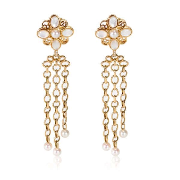 Vintage Chanel Moonstone Vintage Chanel Moonstone Diamond Pearl Drop Earrings in 18K Yellow Gold