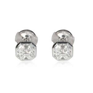 Bezel Set Asscher Diamond Stud Earring in Platinum 140 CTW Chanel Paris Biarritz Tote Bag PM Noir