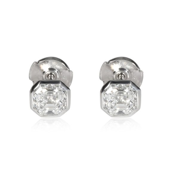 Bezel Set Asscher Diamond Stud Earring in Platinum 140 CTW Bezel Set Asscher Diamond Stud Earring in Platinum 140 CTW