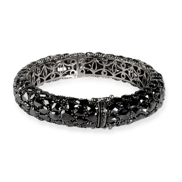 113714 sv Lorraine Schwartz Black Rose Cut Diamond Bangle in 18K Black Gold 38 CTW