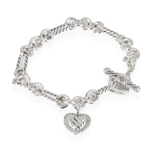 David Yurman Figaro Heart Charm Diamond Bracelet in Sterling Silver 011 CTW Louis Vuitton My Lock Me Chain Shoulder Bag Greige Grained Calf Leather