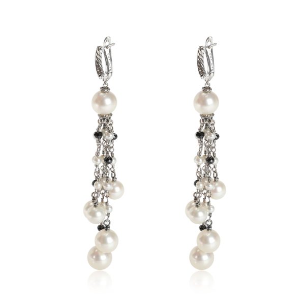 113777 bv David Yurman Oceanica Pearl Black Spinel Tassel Earrings in Sterling Silver